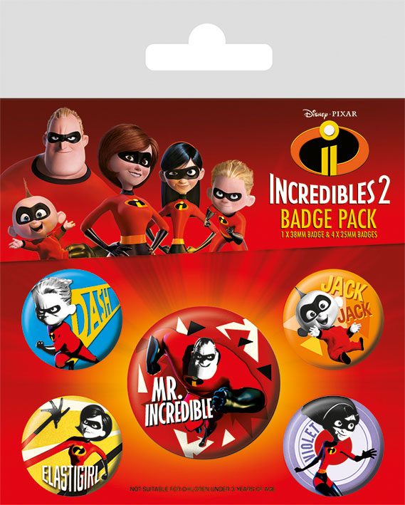 Conjunto de 5 Pins The Incredibles 2 Family