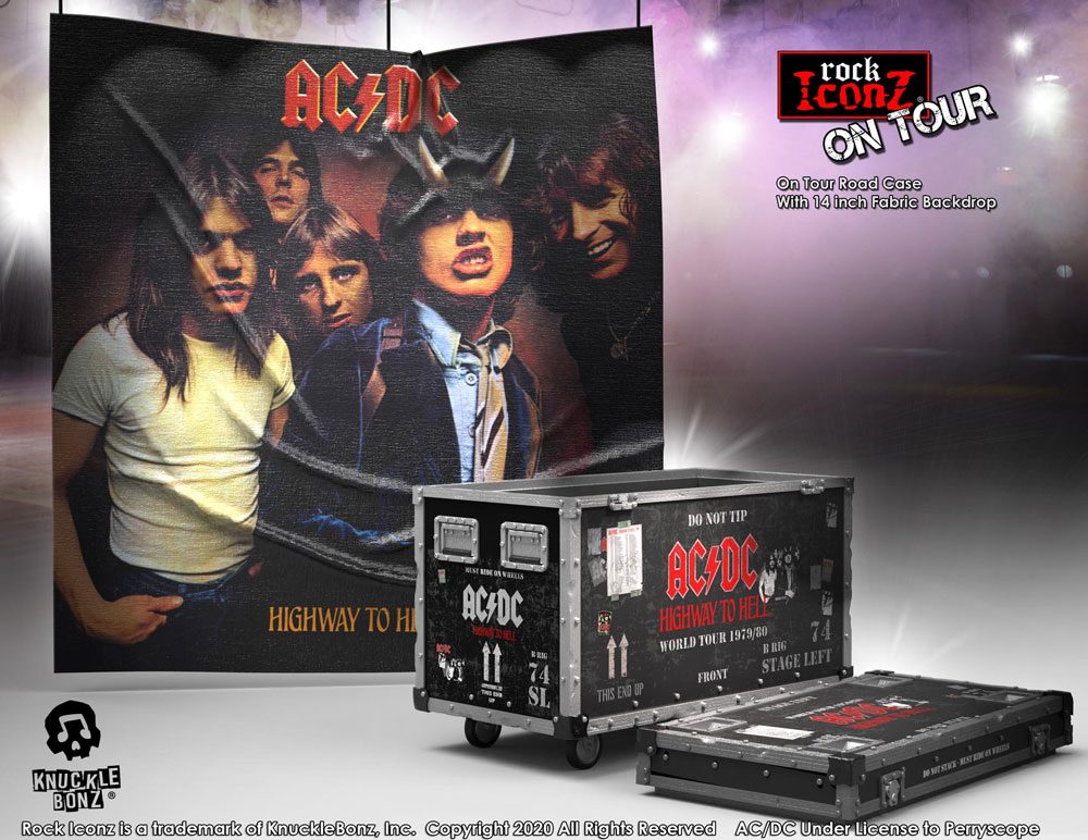 AC/DC Rock Ikonz On Tour Highway to Hell Road Case Statue + Stage Backdrop