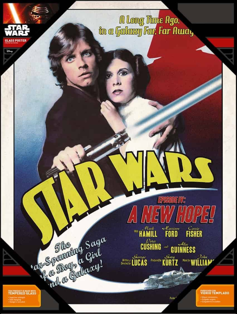 Star Wars Glass Poster Luke And Leia 40 x 30 cm