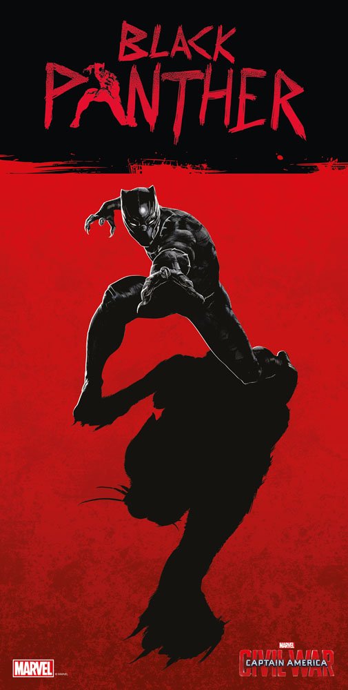 Captain America Civil War Glass Poster Black Panther 60 x 30 cm