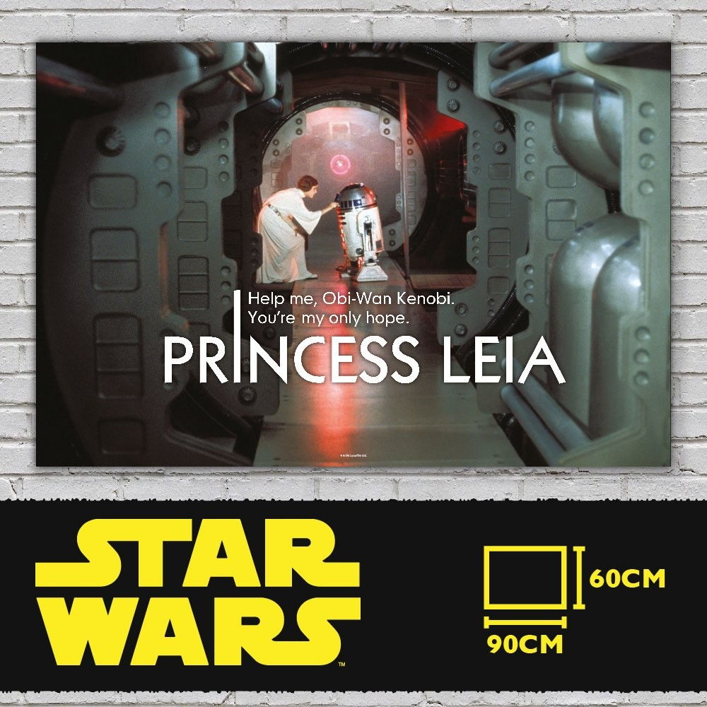 Star Wars Glass Poster Leia Help Me 90x60 cm