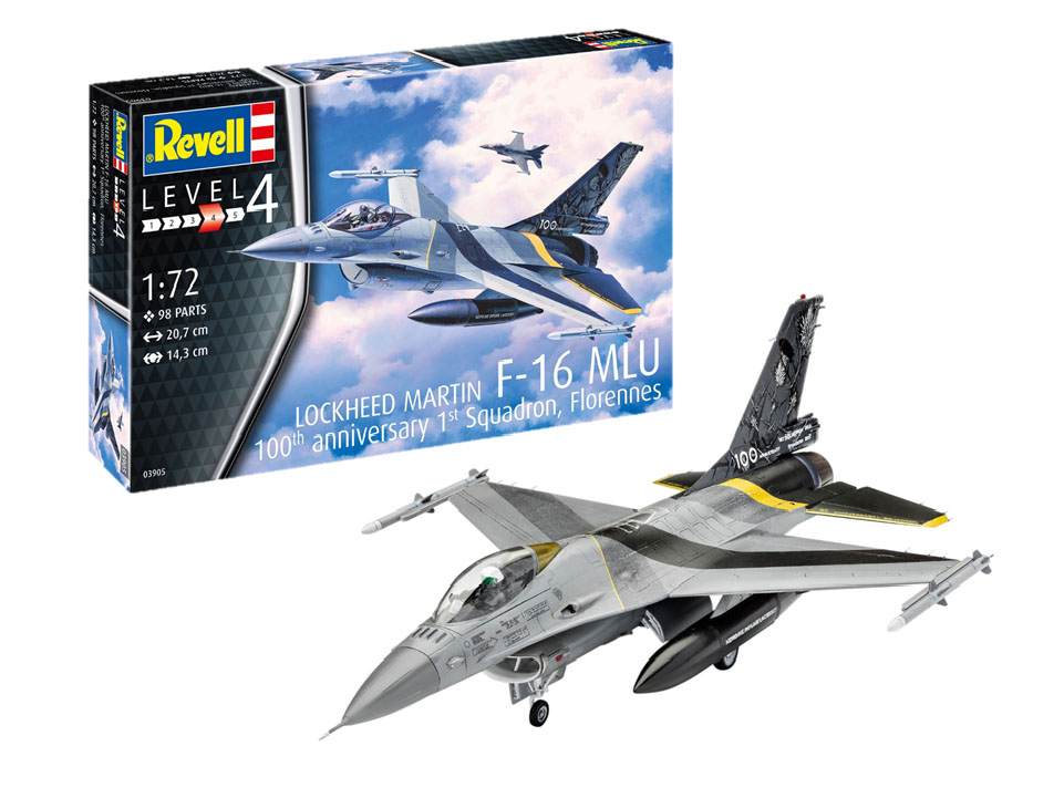 Revell Model Kit F-16 Mlu 100th anniversary 1st Squadron Florennes 1:72
