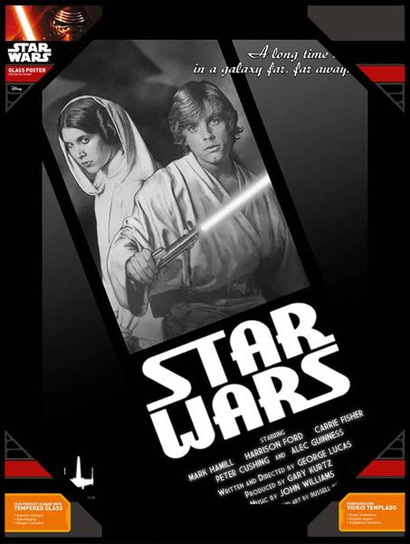 Star Wars Luke and Leia Glass Poster 40x30 cm