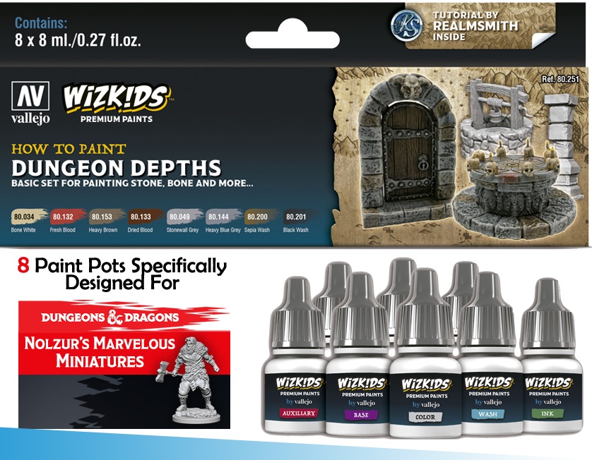 Vallejo (80.251) Wizkids Premium Paint Set Dungeon Depths (8x8ml)