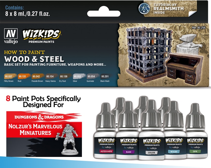 Vallejo (80.256) Wizkids Premium Paint Set Wood & Steel (8x8ml)
