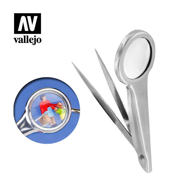 Vallejo Tweezers with Magnifier T12001