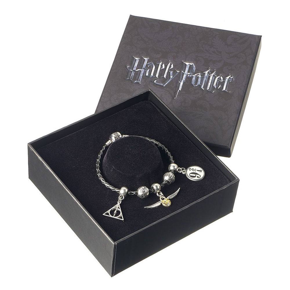 Harry Potter Leather Bracelet Deathly Hallows/Snitch/Platform Spellbeads