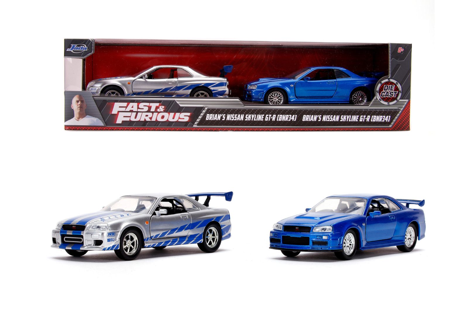 Fast & Furious Twin Pack Nissan Skyline GTR R34 1:32