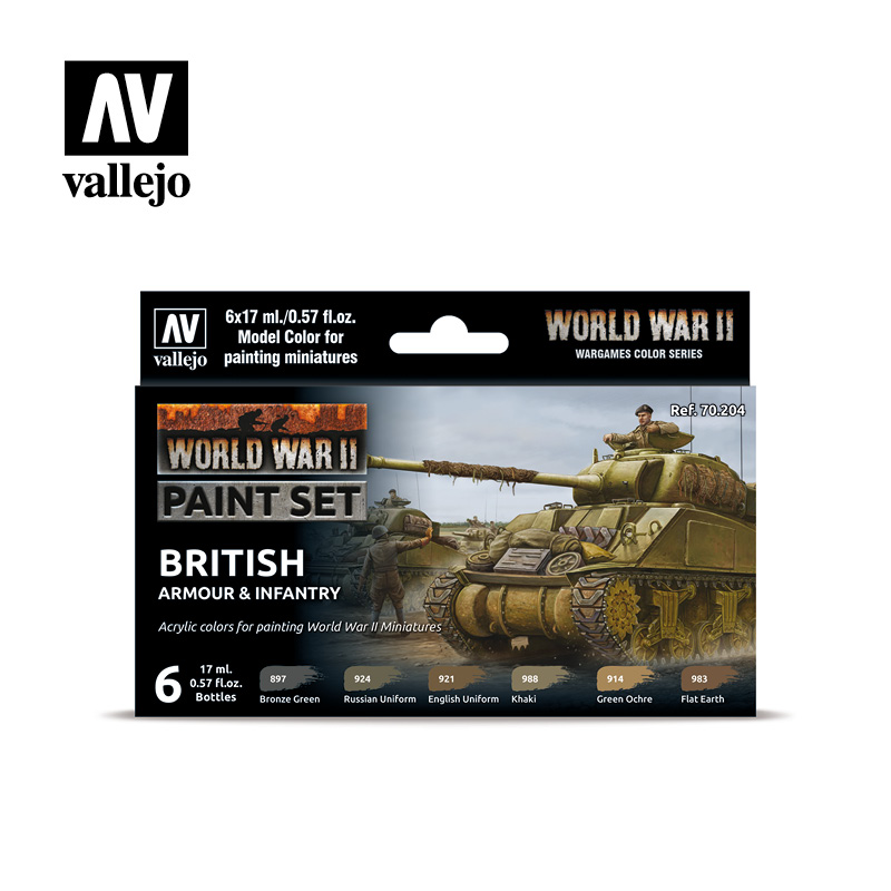 Vallejo WWII British Armour & Infantry Paint Set 70204