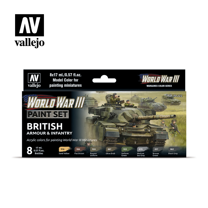 Vallejo WWIII British Armour & Infantry Paint Set 70222