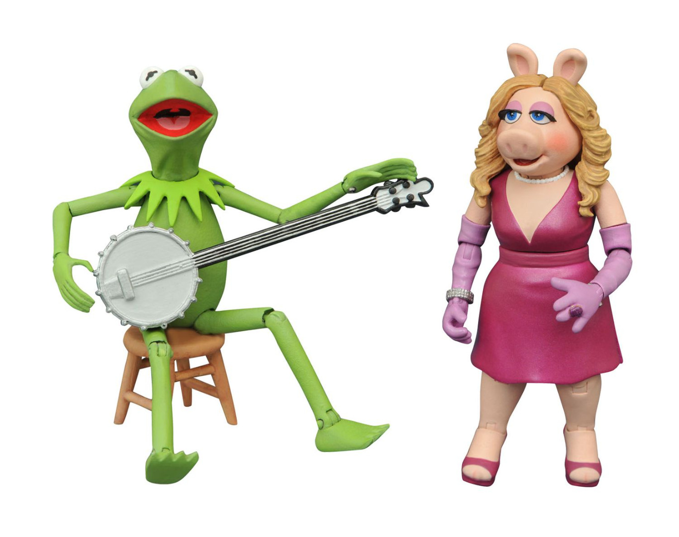 The Muppets Action Figure Kermit and Miss Piggy 7 cm / 13 cm