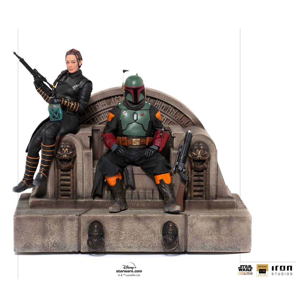 The Mandalorian -Boba Fett and Fennec Shand on Throne Deluxe Art Scale 1/10