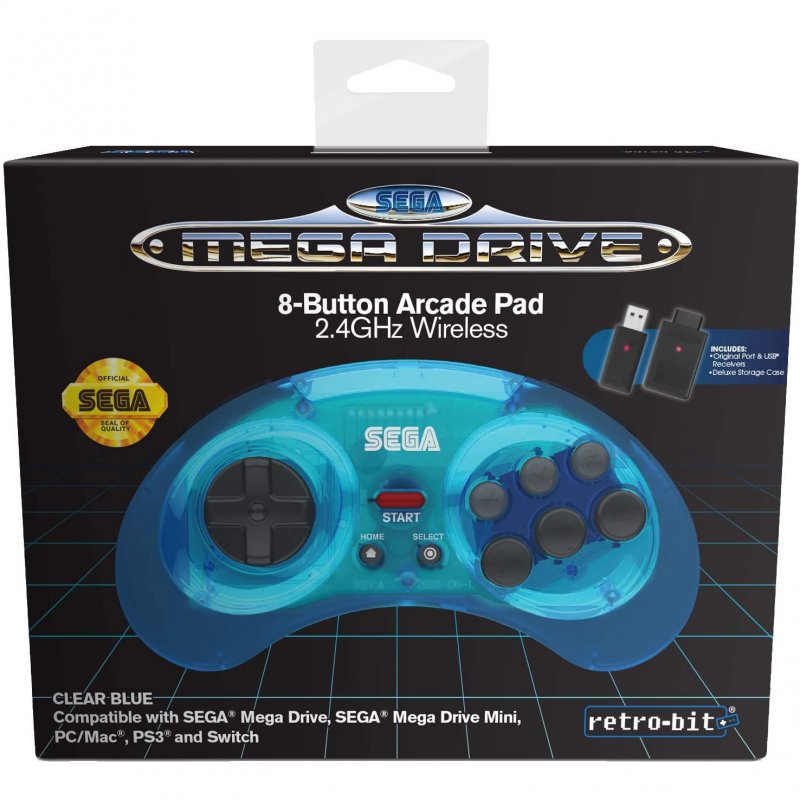 Retro-Bit Gamepad Official SEGA Mega Drive 8-B 2.4G Wireless Azul - Blue