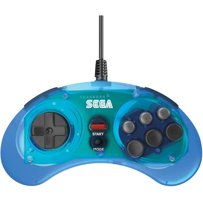 Retro-Bit 8-button Official Sega Arcade Pad Clear Blue USB