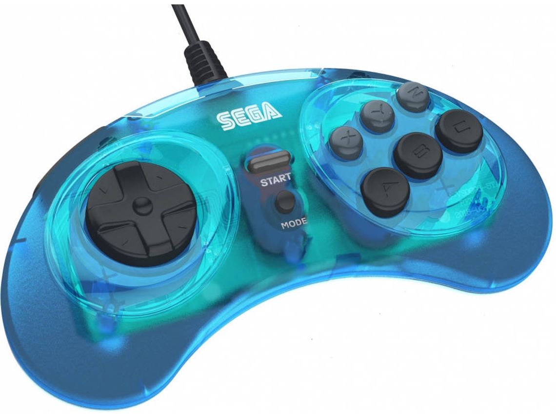 Retro-Bit 8-button Official Sega Arcade Pad Clear Blue USB