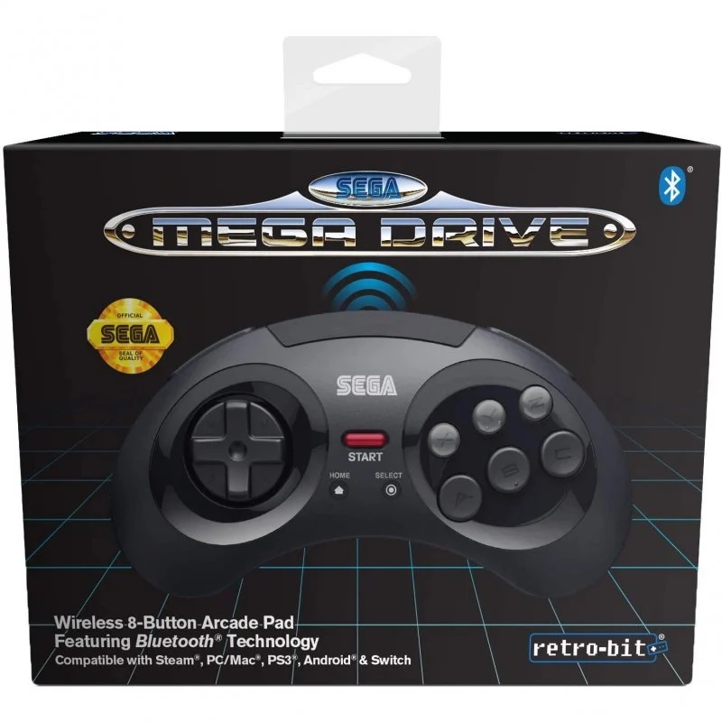 Retro-bit SEGA MegaDrive 8-button Bluetooth - Black/Preto