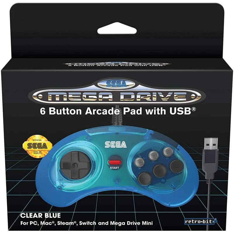 Retro-bit Gamepad Retro Sega Mega Drive Mini 6-B USB Blue/Azul