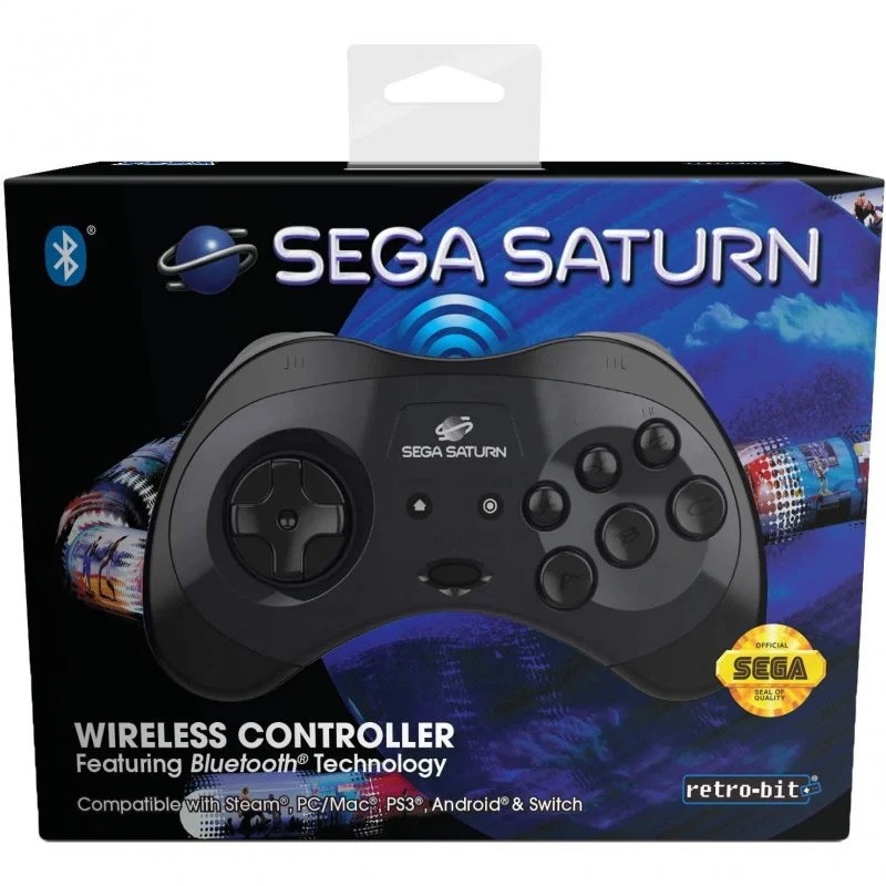 Retro Bit SEGA Saturn BlueTooth Arcade Pad Black/Preto