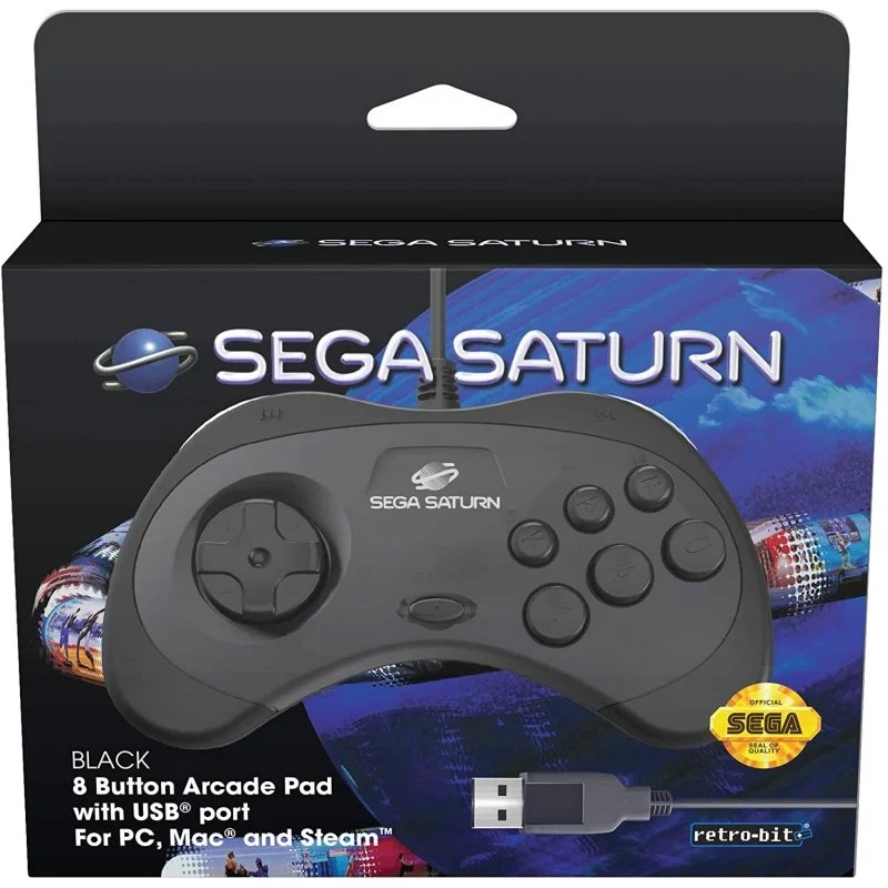 Retro-Bit Gamepad SEGA Saturn USB Black/Preto