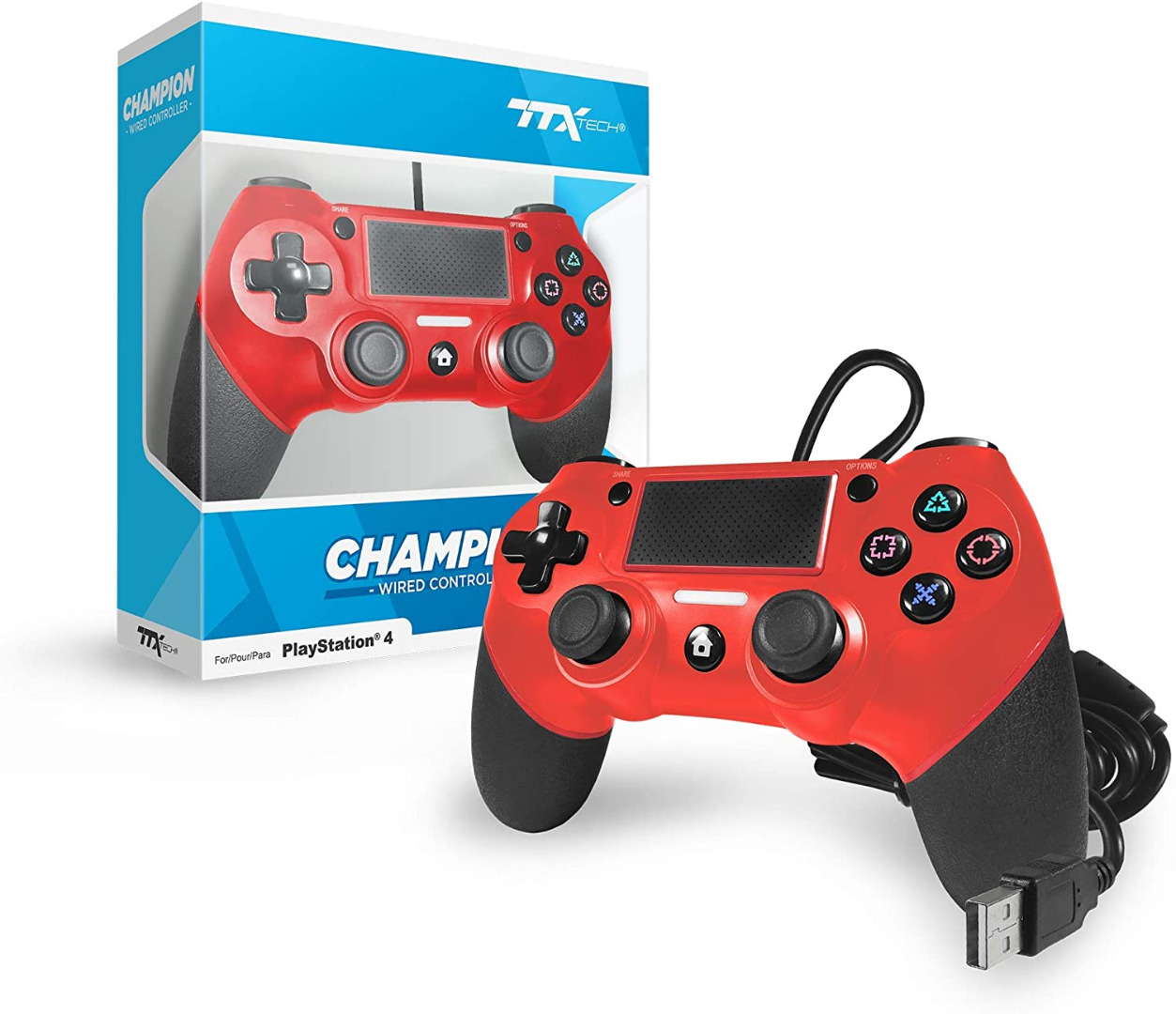  TTX Red Champion Wired PS4 Controller