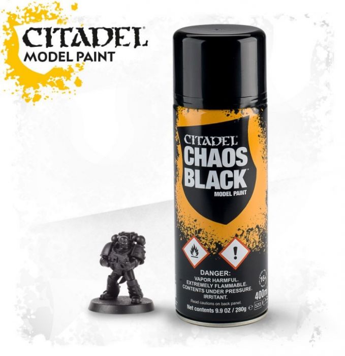 Tinta Spray Primário Citadel - Chaos Black 400ml