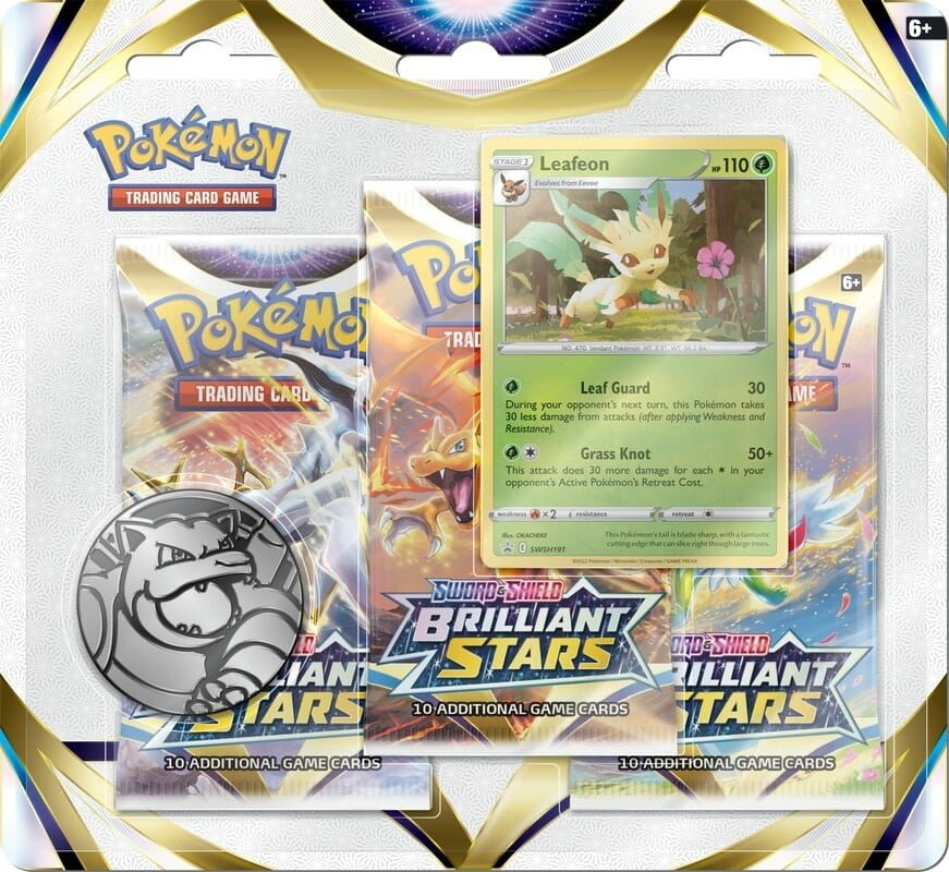 Pokémon - Sword & Shield 9 Brilliant Stars 3-pack Blister Leafeon (English)
