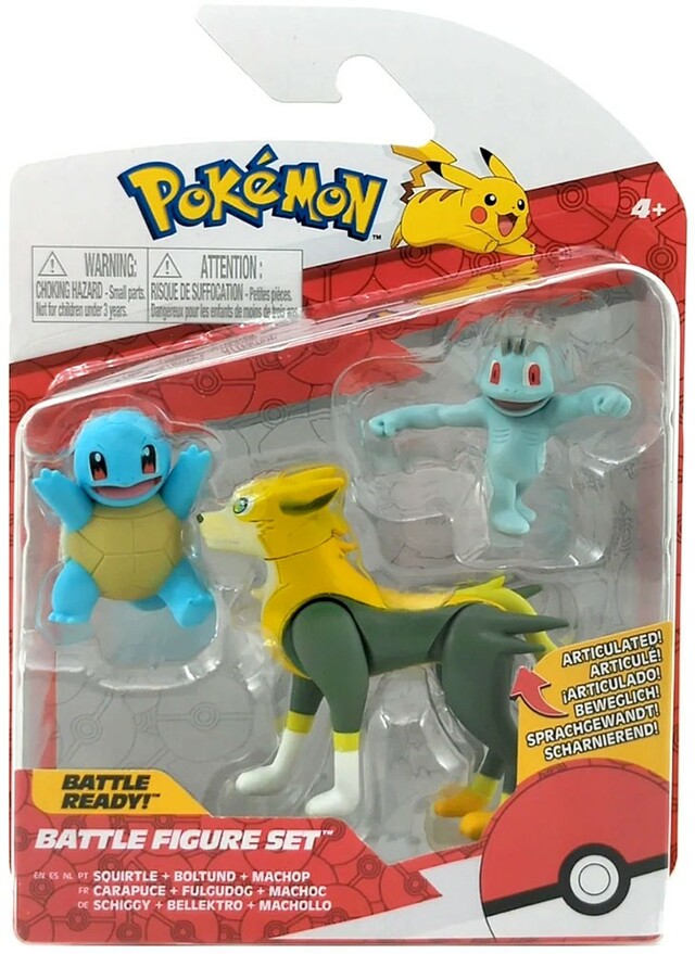 Pokémon Battle Mini Figures 3-Packs Squirtle, Machop & Boltund 5-8 cm
