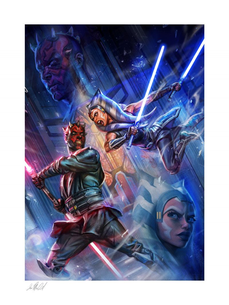Star Wars: The Clone Wars - Ahsoka Tano vs Darth Maul Unframed Art Print 