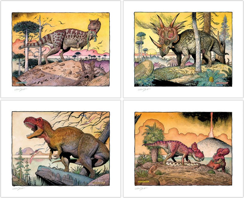William Stout Art Prints Dinosaur Series: The Cretaceous Era 41 x 33 cm Set