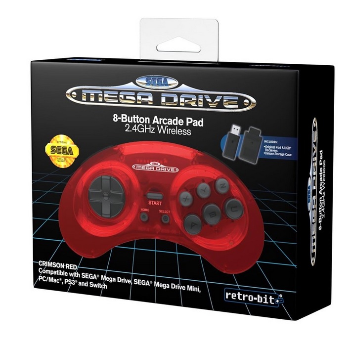 Retro-bit SEGA Mega Drive 8-Button Arcade Pad 2.4G Wireless Red