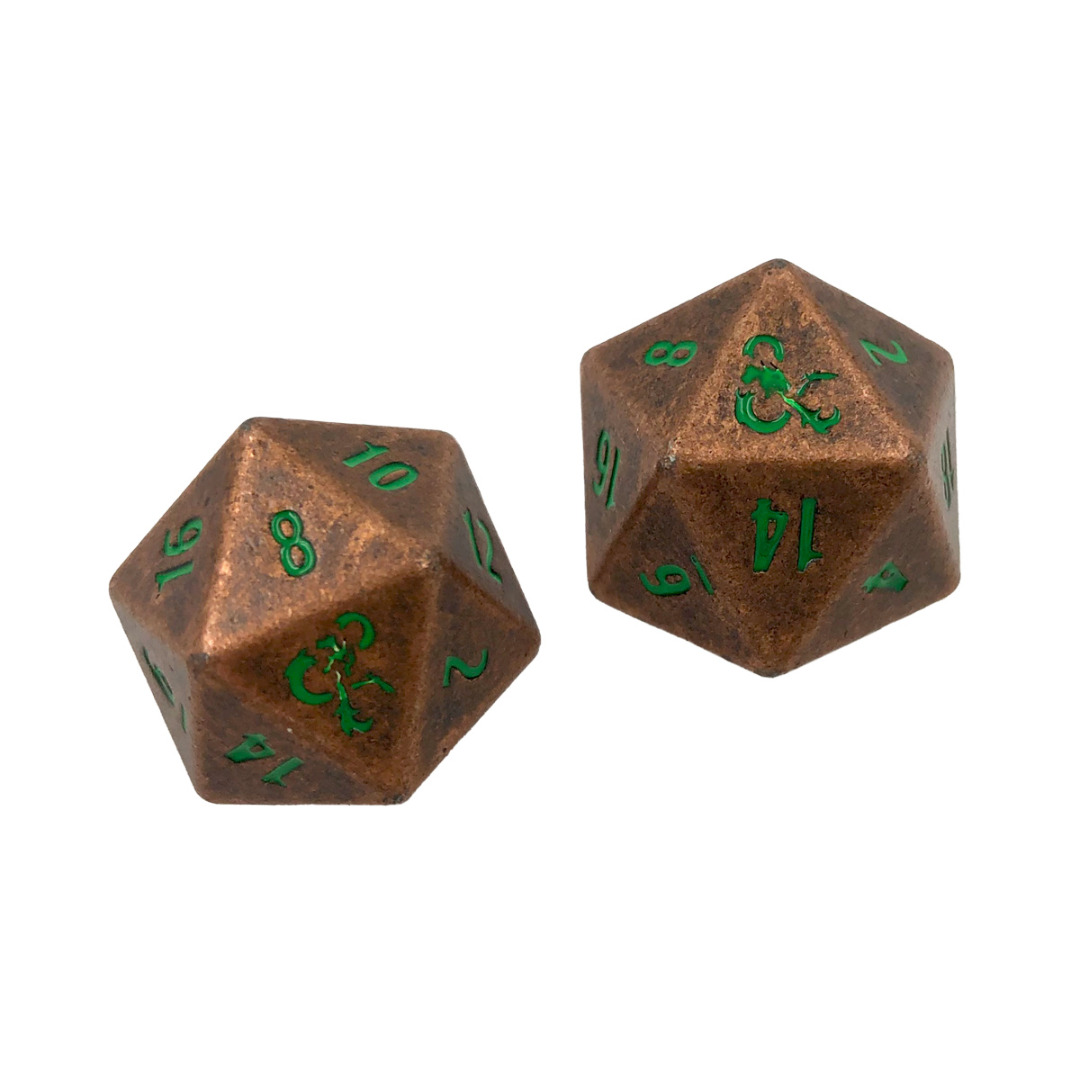 UP - Heavy Metal Fall 21 Copper and Green D20 Dice Set for Dungeons & Drago