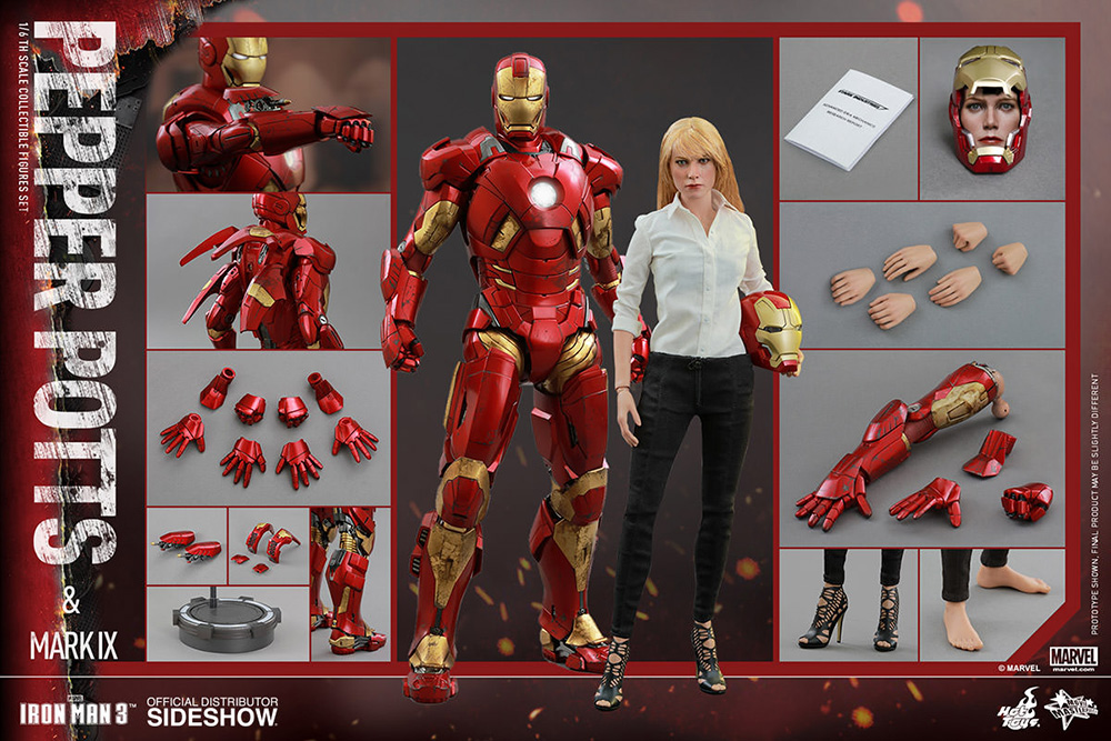 Iron Man 3 Movie Masterpiece Ac.Fig 2-Pack 1/6 Mark IX + Pepper Potts 30 cm