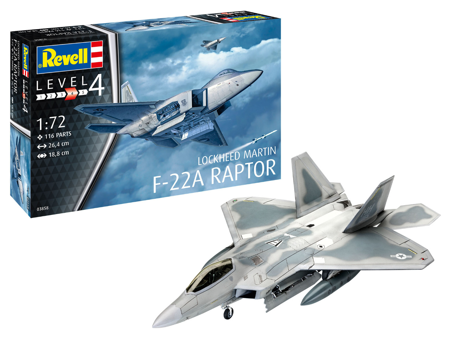 Revell Model Kit Lockheed Martin F-22A Raptor Scale 1:72