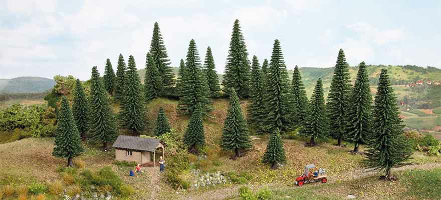 Noch Model Fir Trees - Conjunto de Árvores (15 peças) 5 - 9 cm
