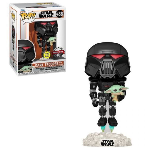 Funko POP! Star Wars - The Mandalorian - Dark Trooper with Grogu Glow