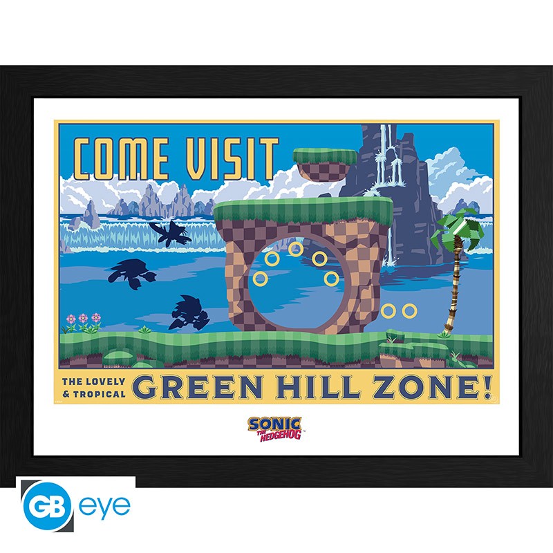 SONIC - Framed print Green Hill Zone (30x40)