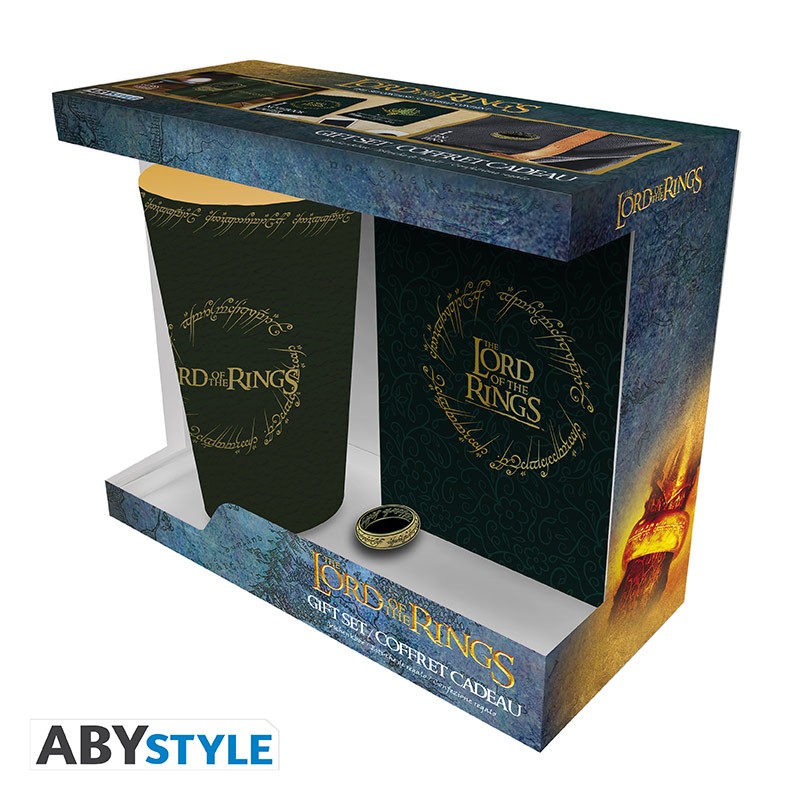 LORD OF THE RINGS - Pck XXL glass + Pin + Pocket Notebook The Ring