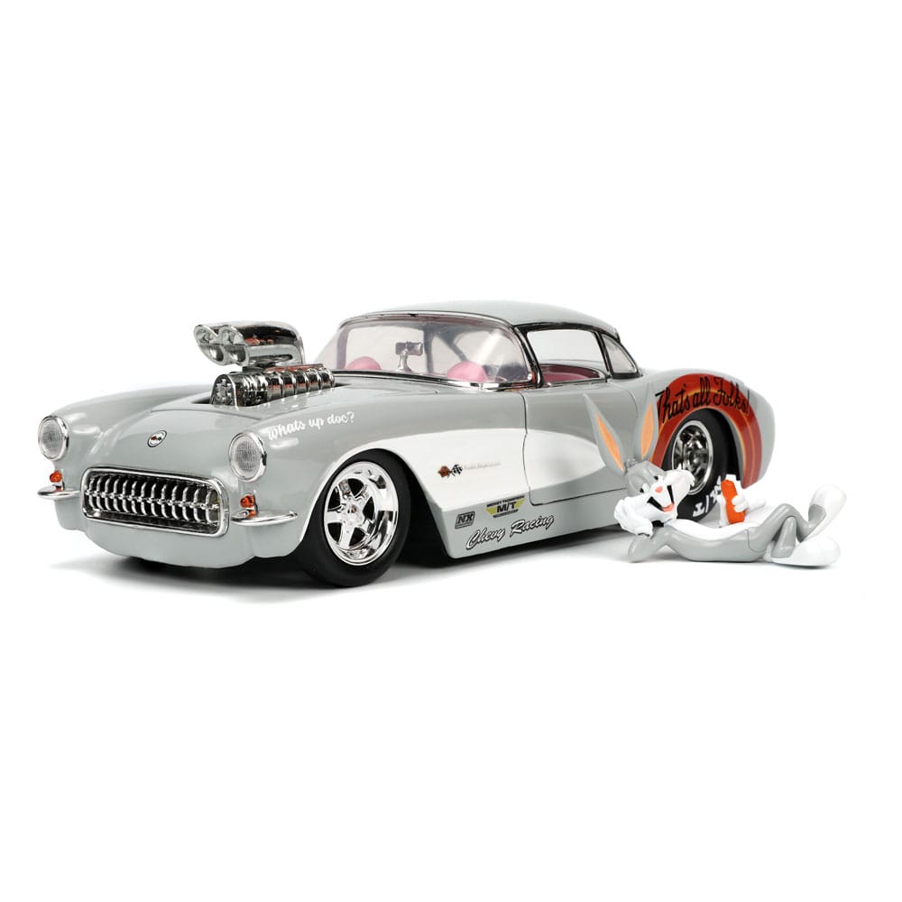 Looney Tunes Diecast Model 1/24 1957 Chevrolet Corvette with Bugs Bunny Fig