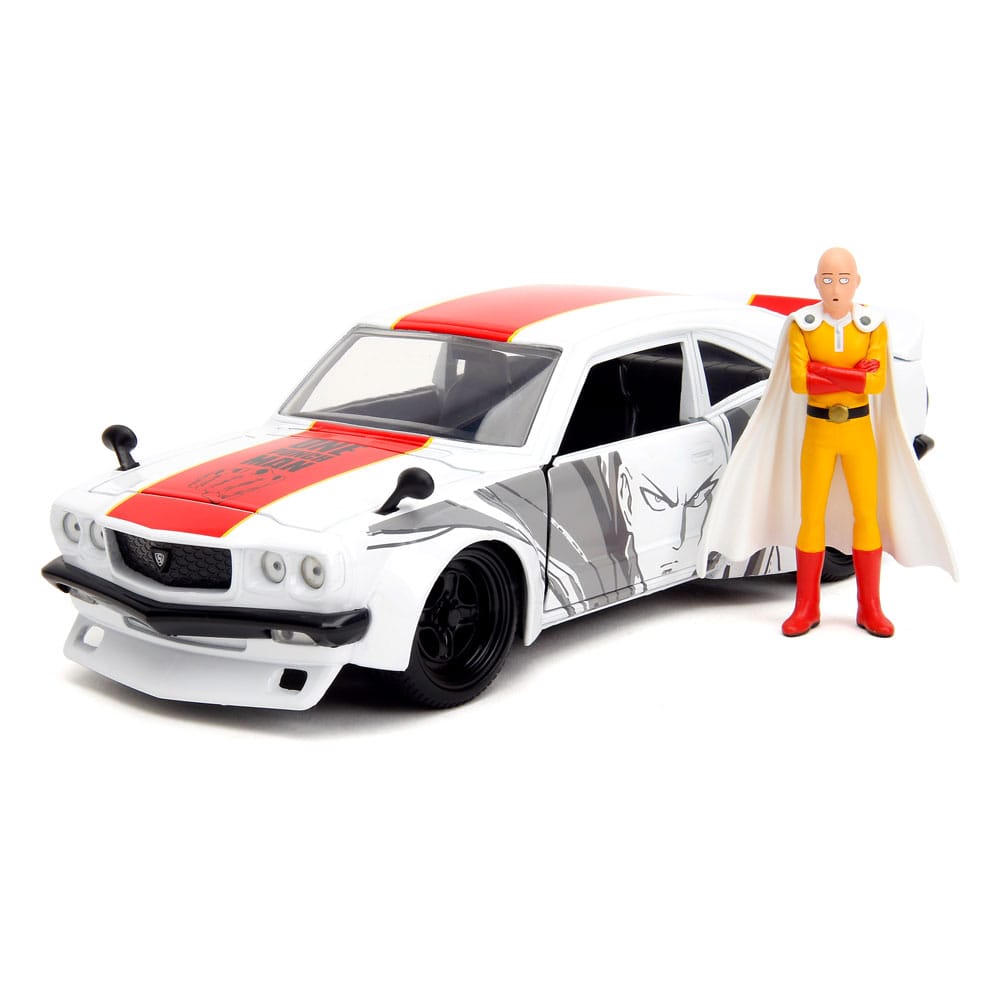 One Punch Man Diecast 1/24 1974 Mazda RX-3 with One Punch Man Figure