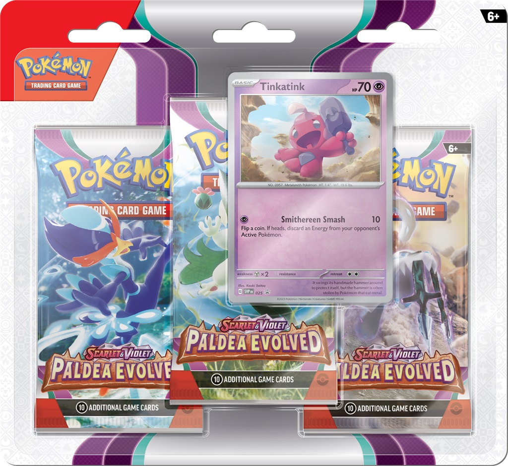 Pokémon - Scarlet and Violet 2 Paldea Evolved 3-Pack Blister Tinkatink EN