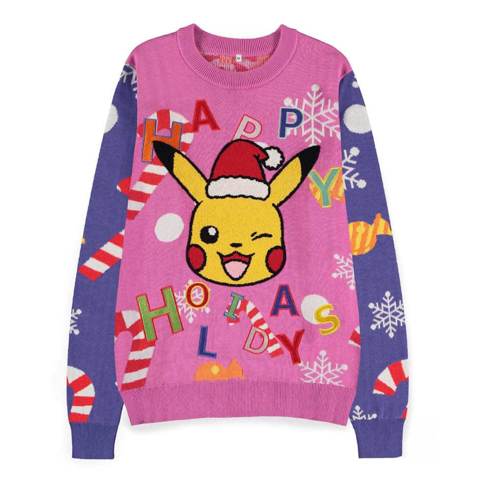Pokemon Sweatshirt Christmas Jumper Pikachu Patched - Size M