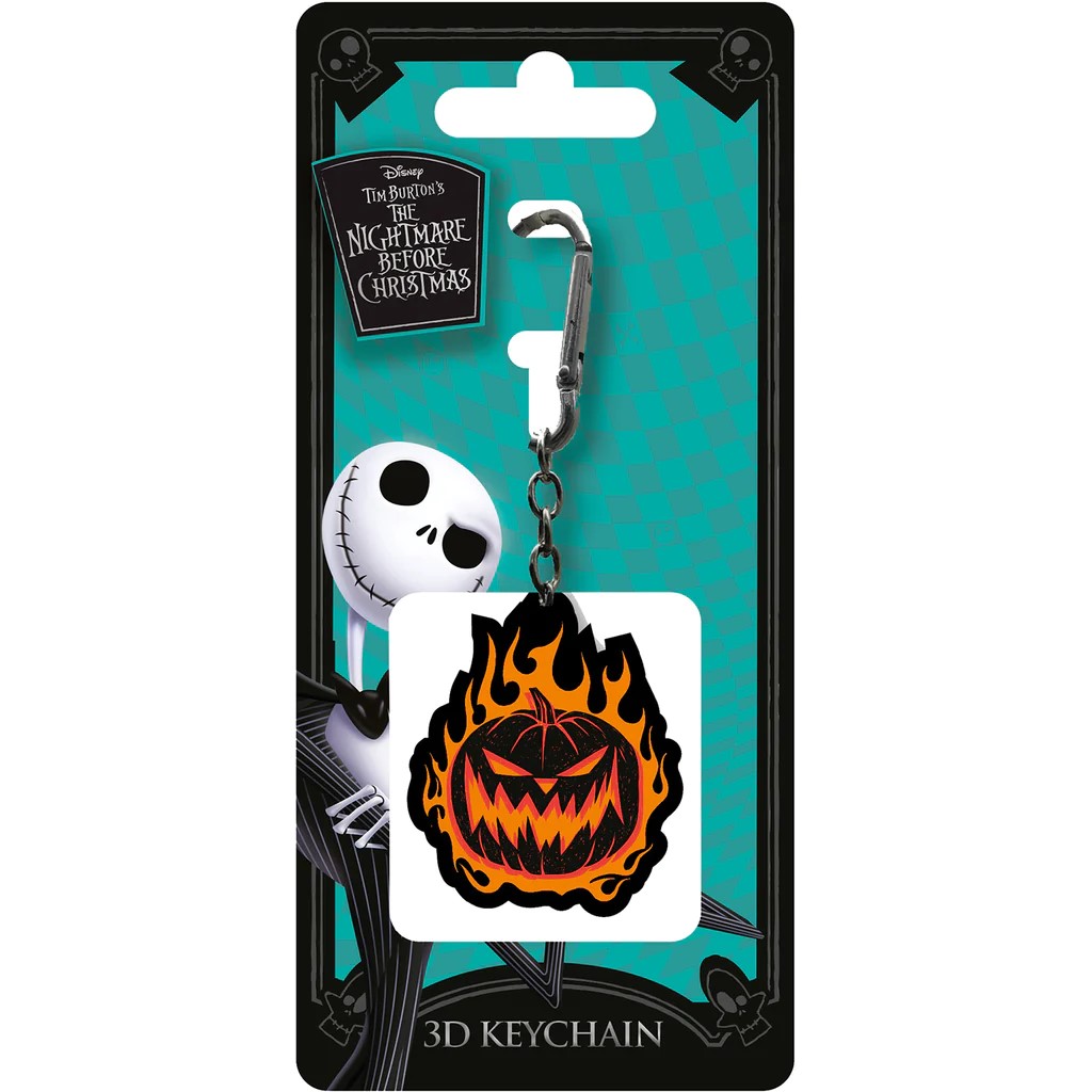 Disney 3D Rubber Keychain The Nightmare Before Christmas Flaming Pumpkin