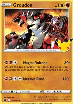 Single Pokémon Groudon (CEL 017) Holo - English