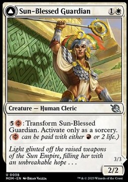 Single Magic the Gathering Sun-Blessed Guardian //Furnace-Blessed Conqueror