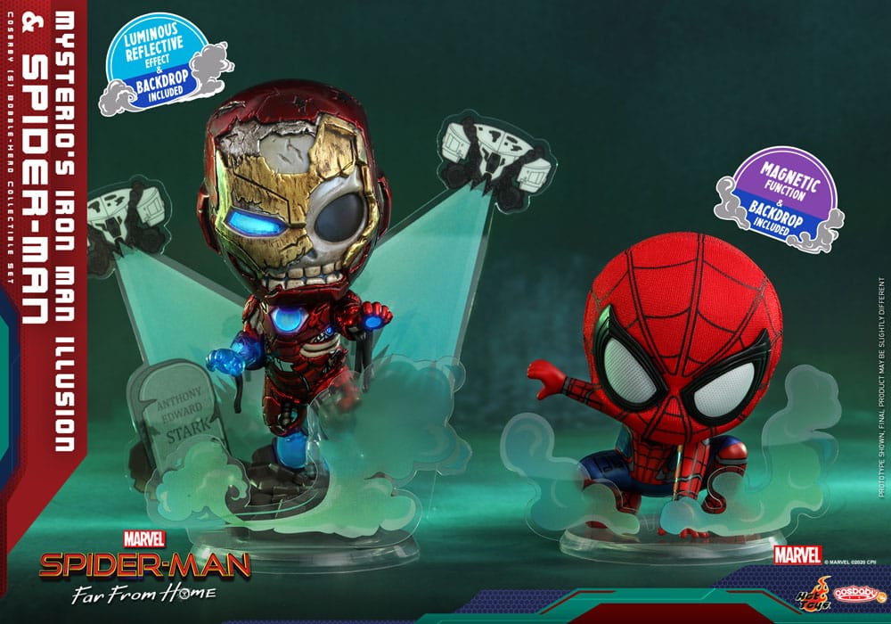 Spider-Man Cosbaby (S) Mini Figures Iron Man Illusion & Spider-Man 10 cm