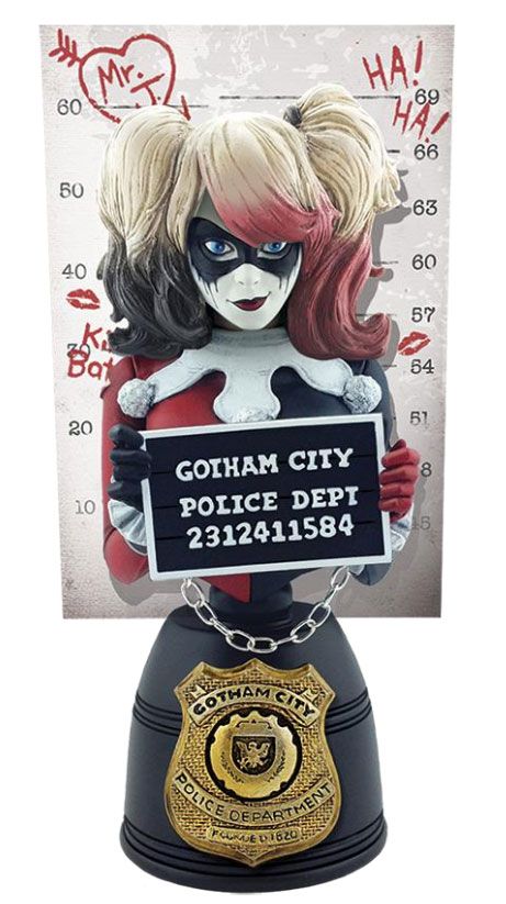 DC Comics Mugshot Bust Harley Quinn Red & Black Edition 19 cm