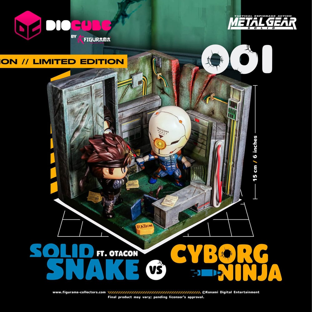 Metal Gear Solid DioCube PVC Diorama Solid Snake Vs Cyborg Ninja Ft Otacon 