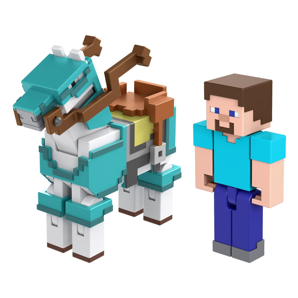 Minecraft Action Figure 2-Pack Steve & Armored Horse 8 cm