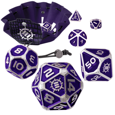 ENHANCE Tabletop RPGs 7pc Metal RPG Dice (Collector's Edition Purple)