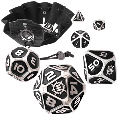 ENHANCE Tabletop RPGs 7pc Metal RPG Dice (Collector's Edition Black)